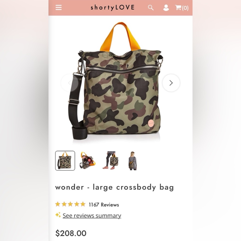 Shorty Love Camouflage Crossbody Bag with Orange Handle